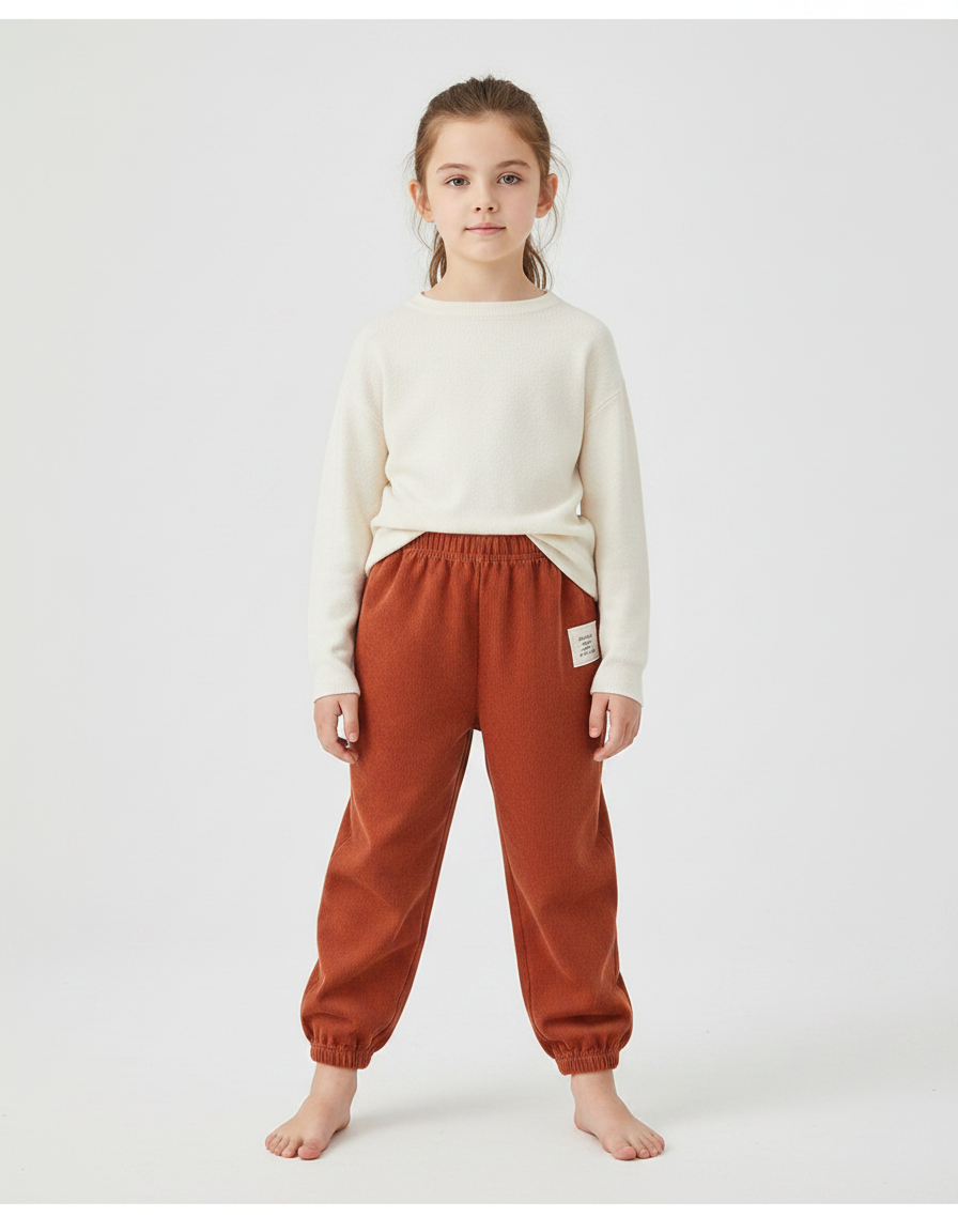 Pantalon Velours Enfant Côtelé Ample Confortable Marron - Cordé
