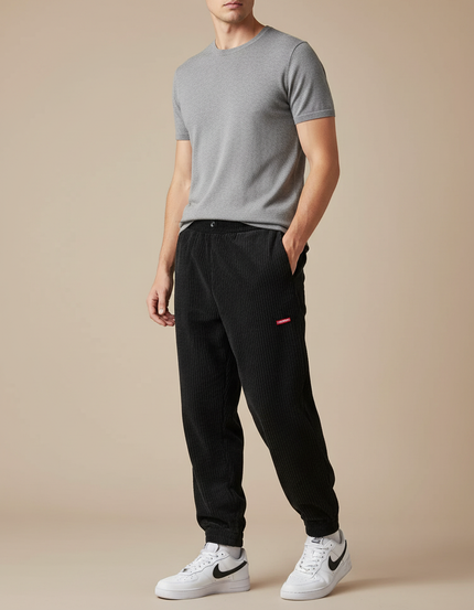 Pantalon Jogging Velours - Noir Cordé