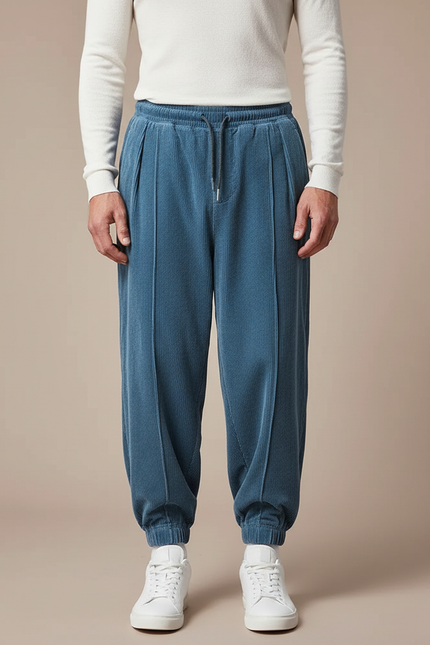 Pantalon Velours Bleu Canard - Cordé