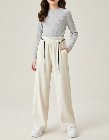 Pantalon Velours Côtelé Ample Blanc Cassé Enfant - Cordé