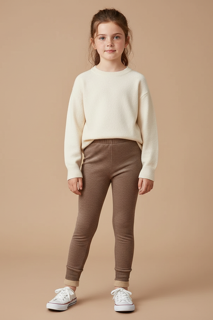 Pantalon Velours Côtelé Marron Enfant Chaud