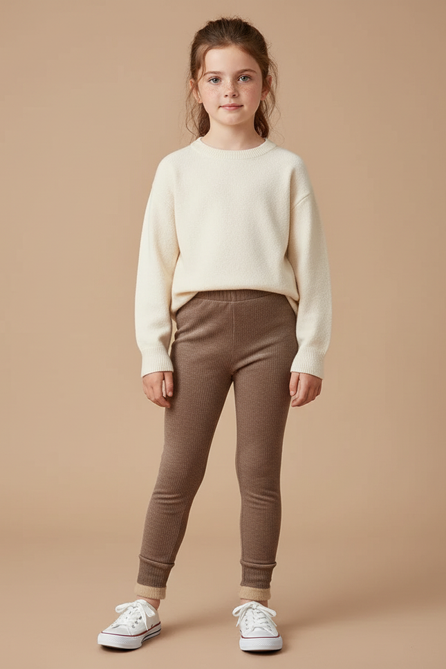 Pantalon Velours Côtelé Marron Enfant Chaud
