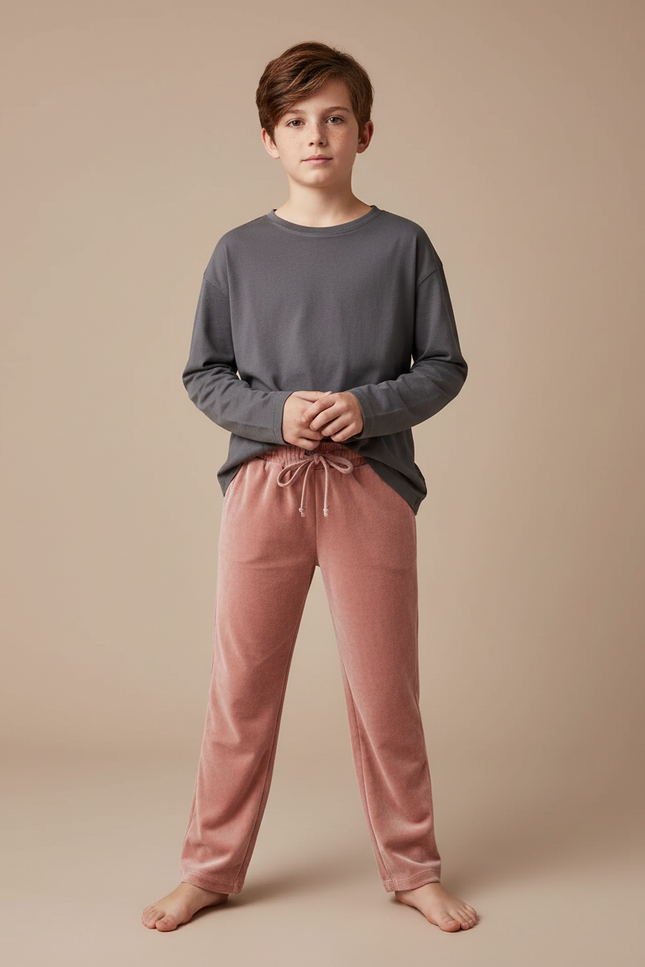 Pantalon Velours Rose Doux Enfant Confortable