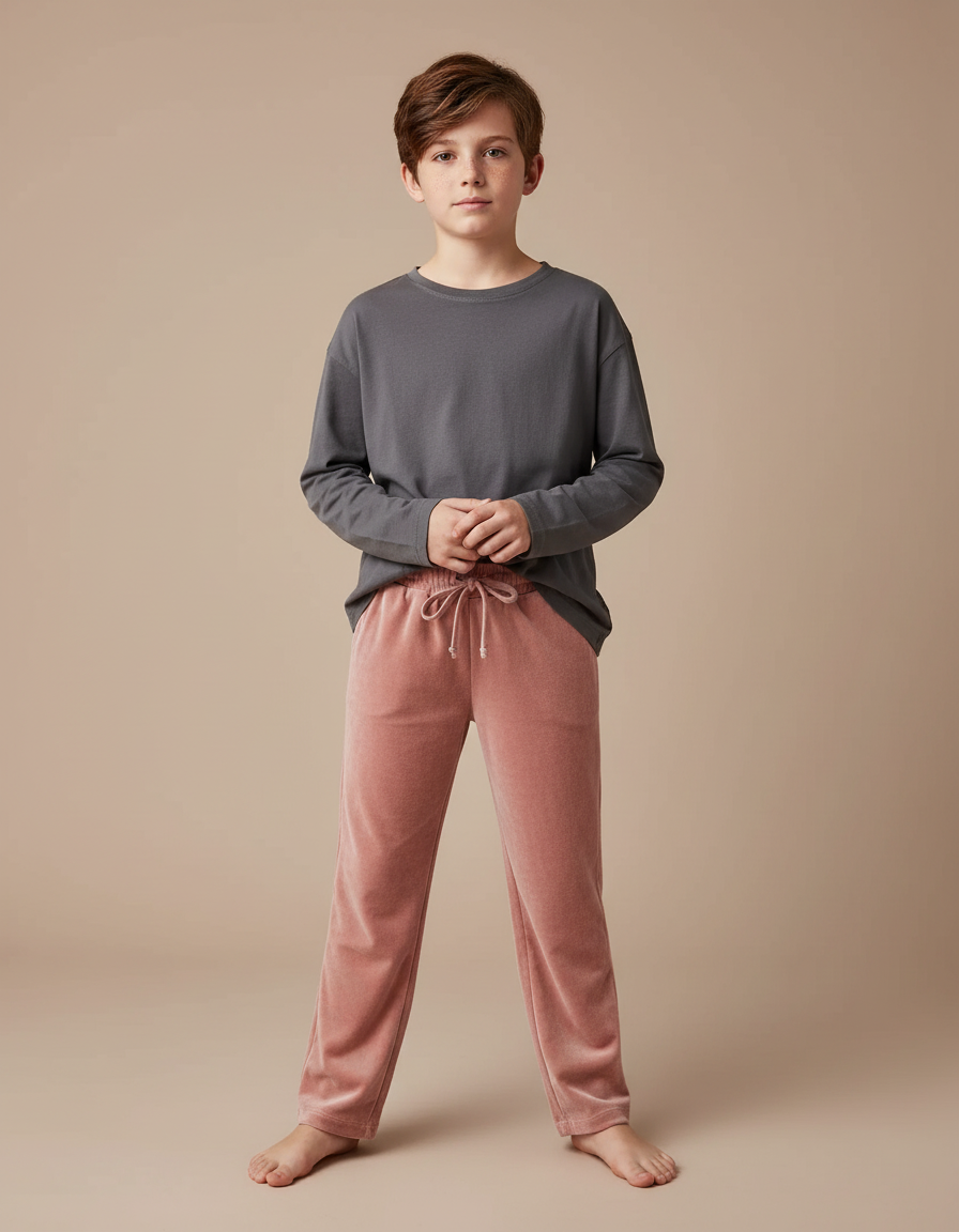 Pantalon Velours Rose Doux Enfant Confortable