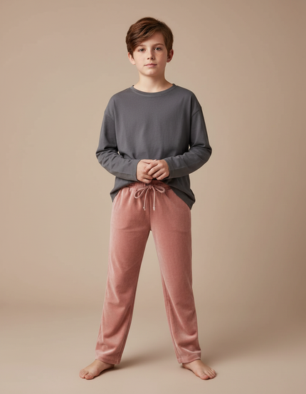 Pantalon Velours Rose Doux Enfant Confortable