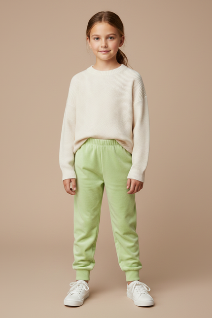 Pantalon Velours Vert Clair Doux Confortable Enfant