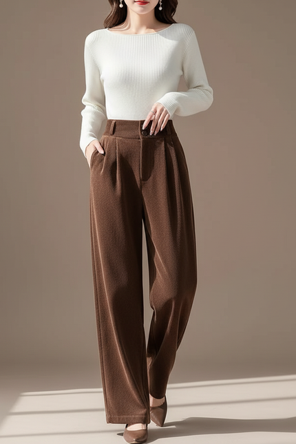 Pantalon Velours Femme Chocolat - Marron