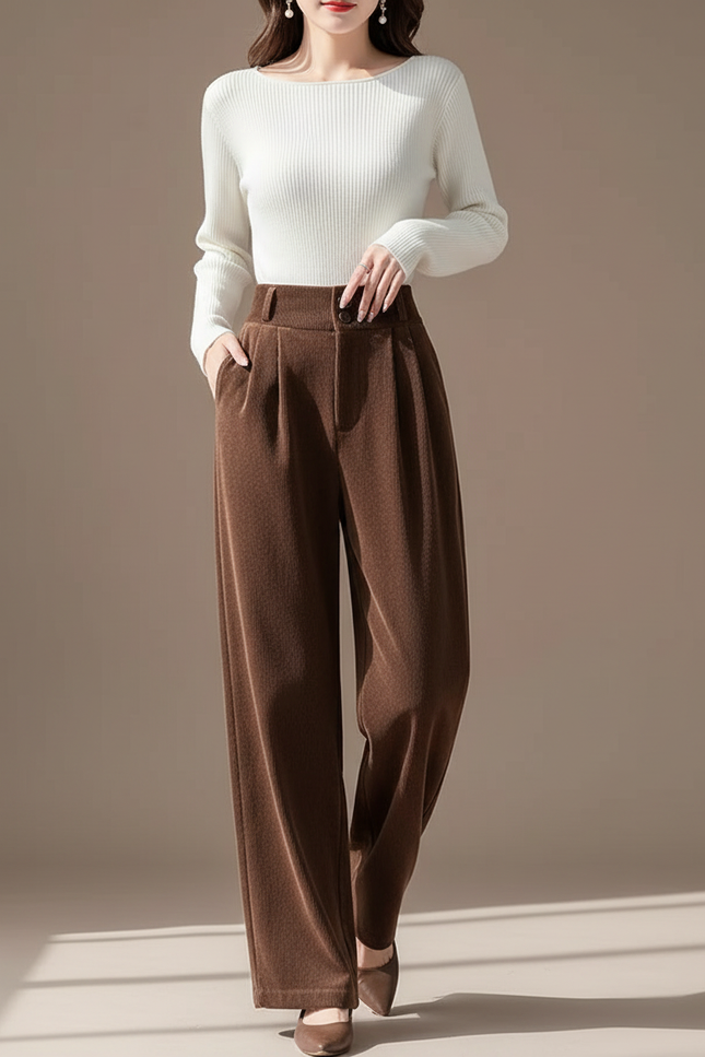 Pantalon Velours Femme Chocolat - Marron