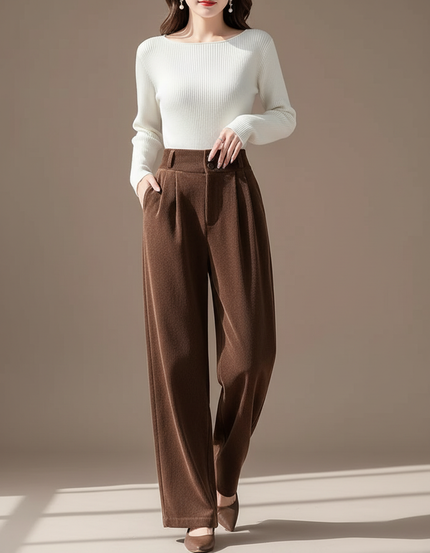 Pantalon Velours Femme Chocolat - Marron