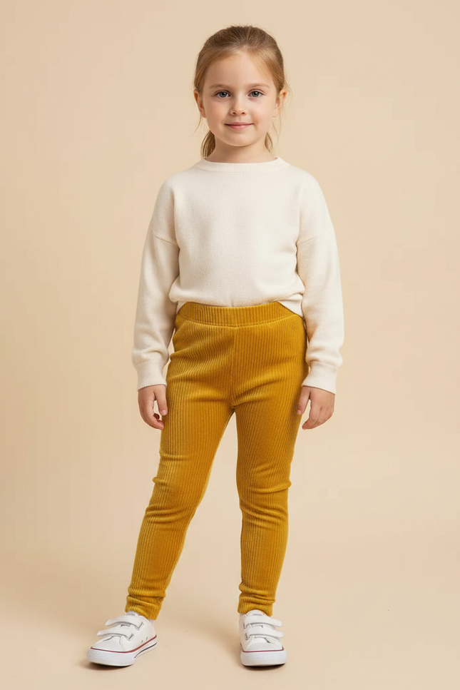 Pantalon Velours Jaune Côtelé Confortable Enfant - Cordé