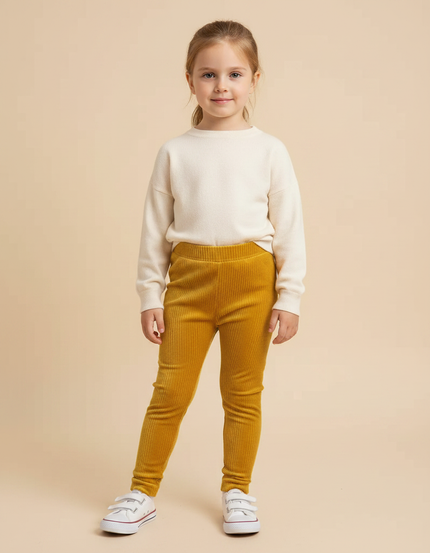 Pantalon Velours Jaune Côtelé Confortable Enfant - Cordé