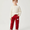 Pantalon Velours Rouge Brodé Doux Enfant Hiver