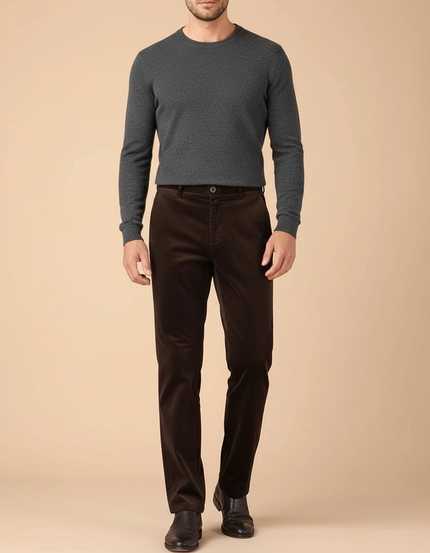 Pantalon Velours Marron Côtelé Droit Homme Chic