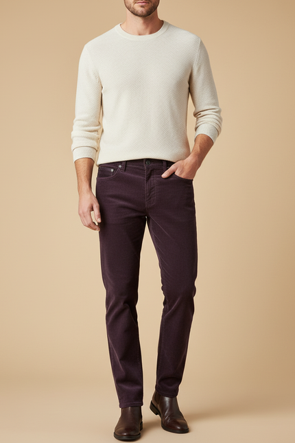 Pantalon Velours Cotelé Slim Homme - Bordeaux Cordé