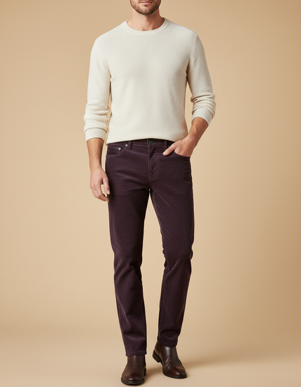Pantalon Velours Cotelé Slim Homme - Bordeaux Cordé