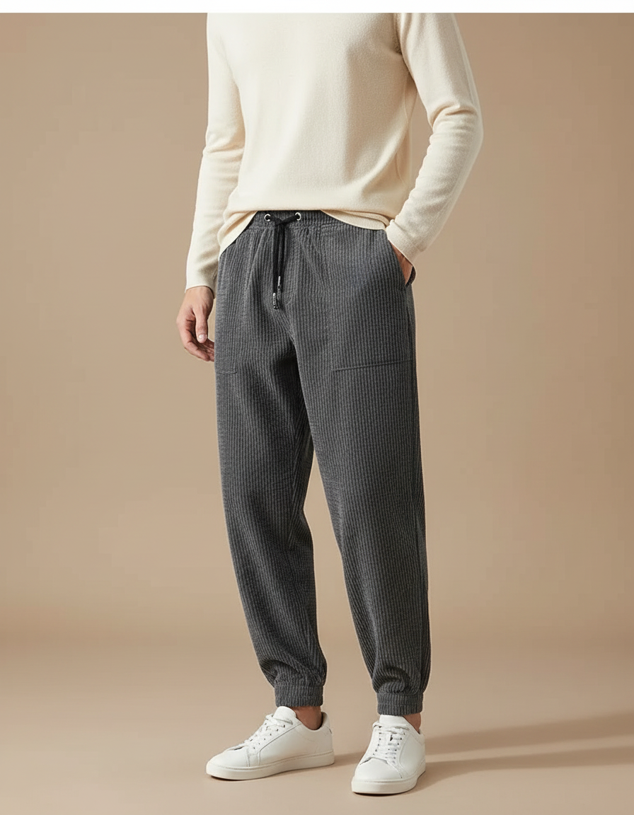 Pantalon Velours Doublé Homme - Gris Cordé