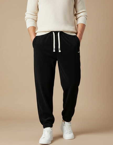 Pantalon Velours Noir Côtelé Décontracté Cordon Élastique Homme - Cordé