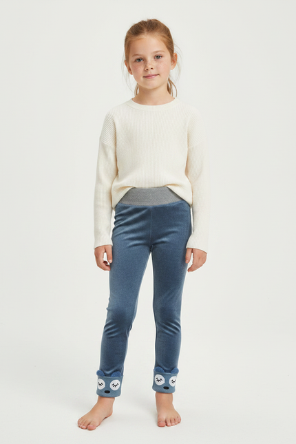 Pantalon Velours Bleu Doux Enfant Mignon Animal