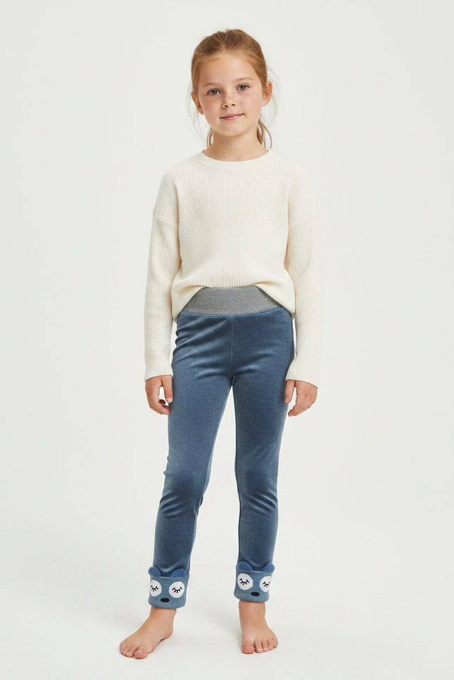 Pantalon Velours Bleu Doux Enfant Mignon Animal