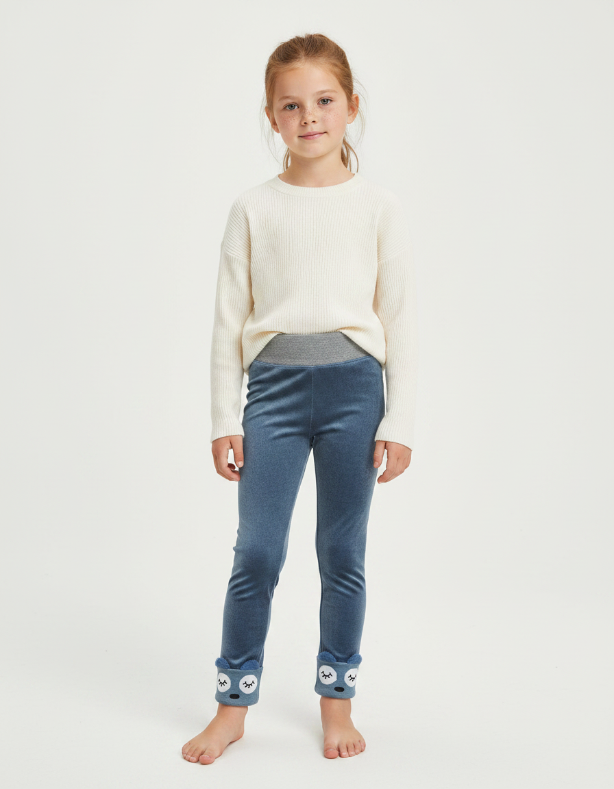Pantalon Velours Bleu Doux Enfant Mignon Animal