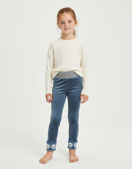 Pantalon Velours Bleu Doux Enfant Mignon Animal