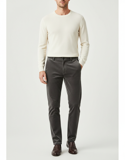 Pantalon Velours Gris Côtelé Slim Homme Élégant - Cordé