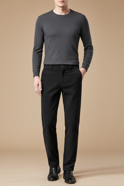 Pantalon Velours Noir Côtelé Slim Élégant Homme - Cordé