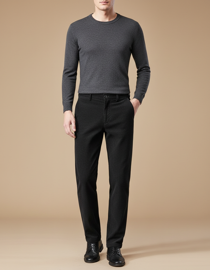 Pantalon Velours Noir Côtelé Slim Élégant Homme - Cordé