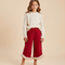 Pantalon Velours Rouge Côtelé Hiver Fille Doublé Fourrure - Cordé