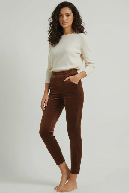 Pantalon Velours Skinny - Marron Cordé