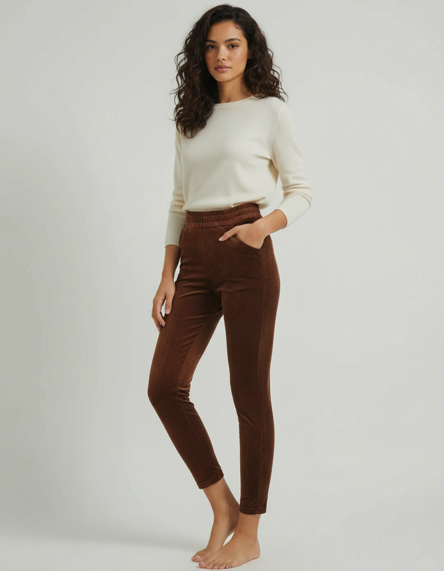 Pantalon Velours Skinny - Marron Cordé
