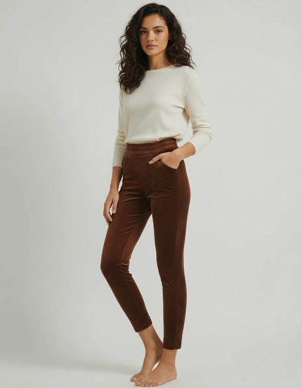 Pantalon Velours Skinny - Marron Cordé