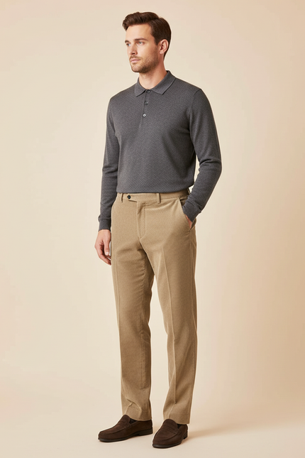 Pantalon Velours Homme Beige - Camel Cordé