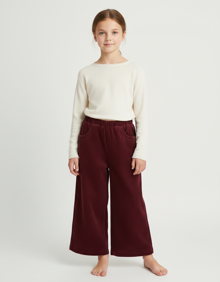 Pantalon Velours Côtelé Bordeaux Ample Enfant
