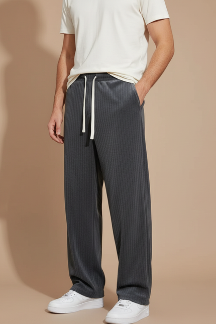 Pantalon Velours Côtelé Gris Ample Confortable Homme - Cordé