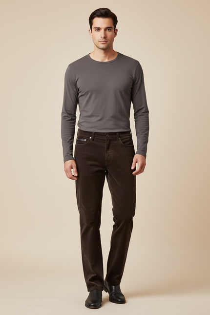 Pantalon Marron Velours Côtelé - Cordé