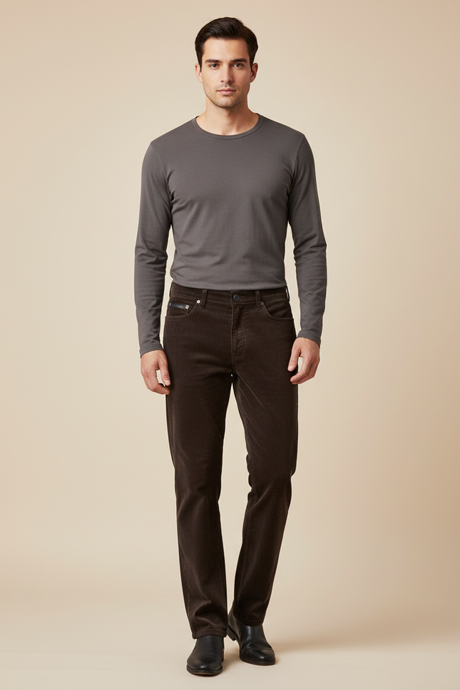 Pantalon Marron Velours Côtelé - Cordé