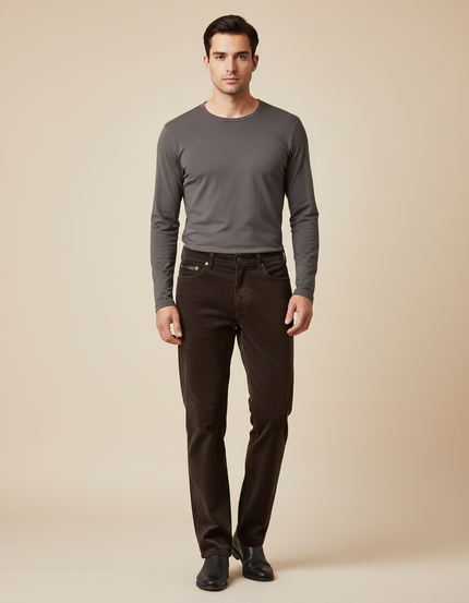 Pantalon Marron Velours Côtelé - Cordé