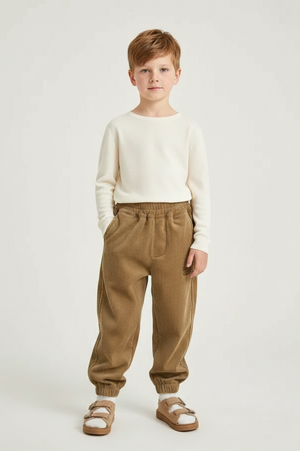 Pantalon Garcon Velours - Marron Cordé