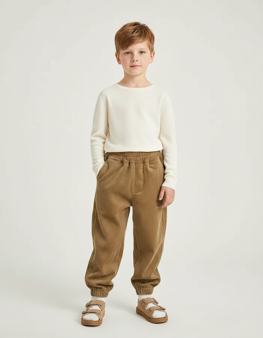 Pantalon Garcon Velours - Marron Cordé