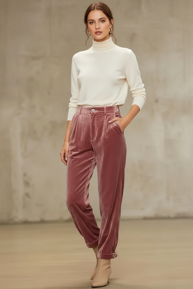 Pantalon Velours Pour Femme - Rose
