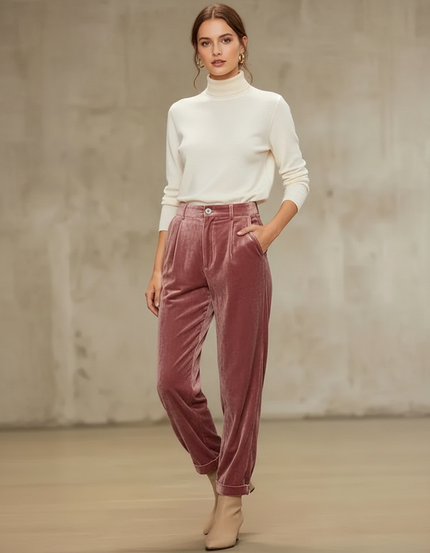 Pantalon Velours Pour Femme - Rose