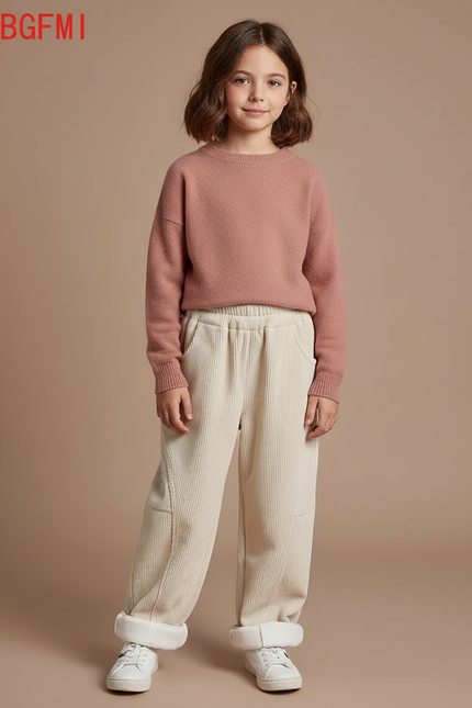 Pantalon Cargo Droit En Velours Côtelé - Beige Cordé
