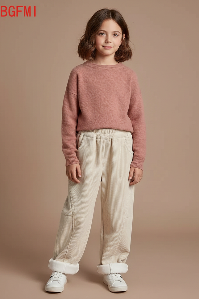 Pantalon Cargo Droit En Velours Côtelé - Beige Cordé