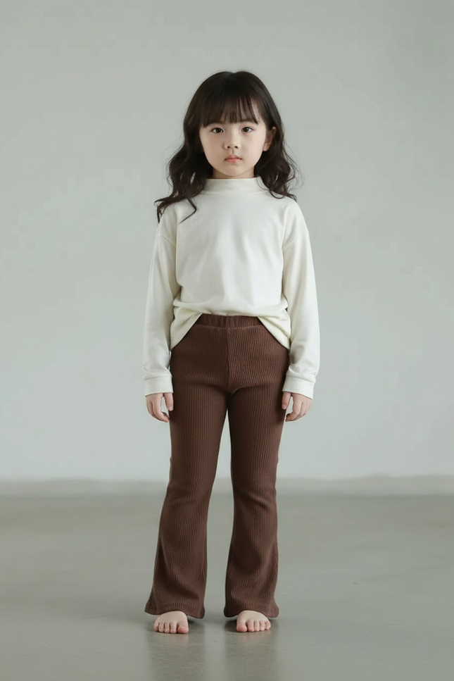 Pantalon Velours Marron Côtelé Évasé Enfant - Cordé