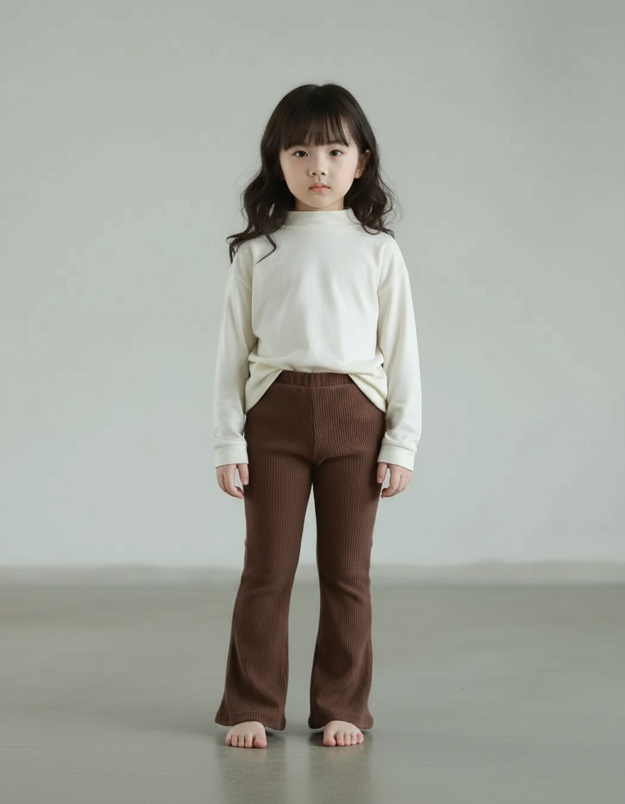 Pantalon Velours Marron Côtelé Évasé Enfant - Cordé