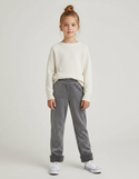 Pantalon Velours Côtelé Gris Ample Doublé Enfant - Cordé