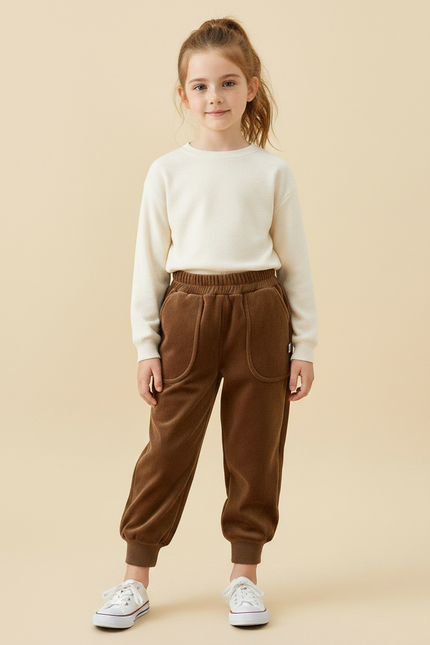 Pantalon Velours Marron Épais Confortable Fille