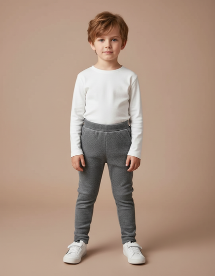 Pantalon Velours Côtelé Gris Slim Enfant - Cordé
