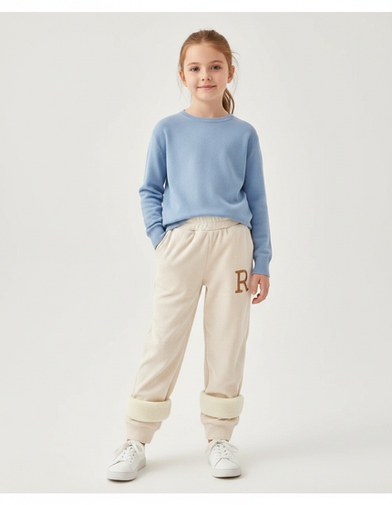 Pantalon Velours Côtelé Ample Doublé Beige Enfant - Cordé